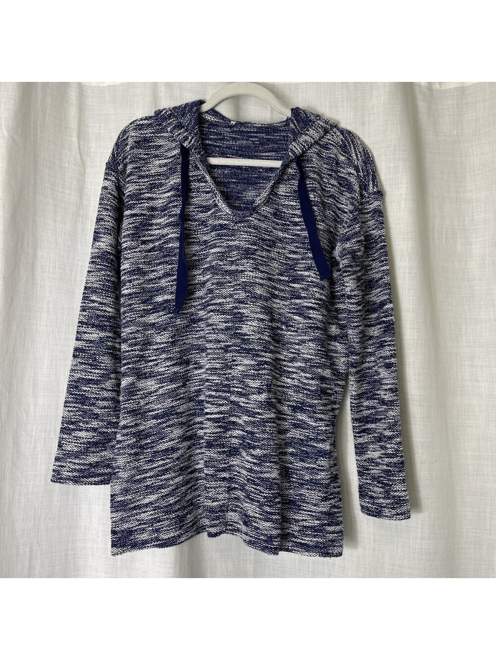 Loft Blue And White Knit Tunic Pullover Large